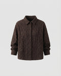 Women's Quilted Short Jacket Floral Jacquard Blouse Style