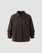 Women's Quilted Short Jacket Floral Jacquard Blouse Style