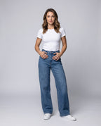 Women's Jeans Extra Wide Leg Durable Denim High Waisted - Front View