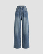 Women's Jeans Extra Wide Leg Durable Denim High Waisted