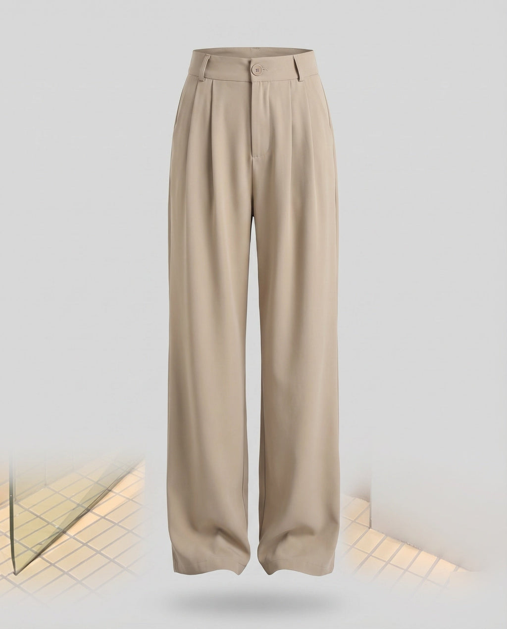 Women's Pleated Trousers Wide Leg Crease High Waist