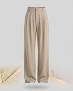 Women's Pleated Trousers Wide Leg Crease High Waist