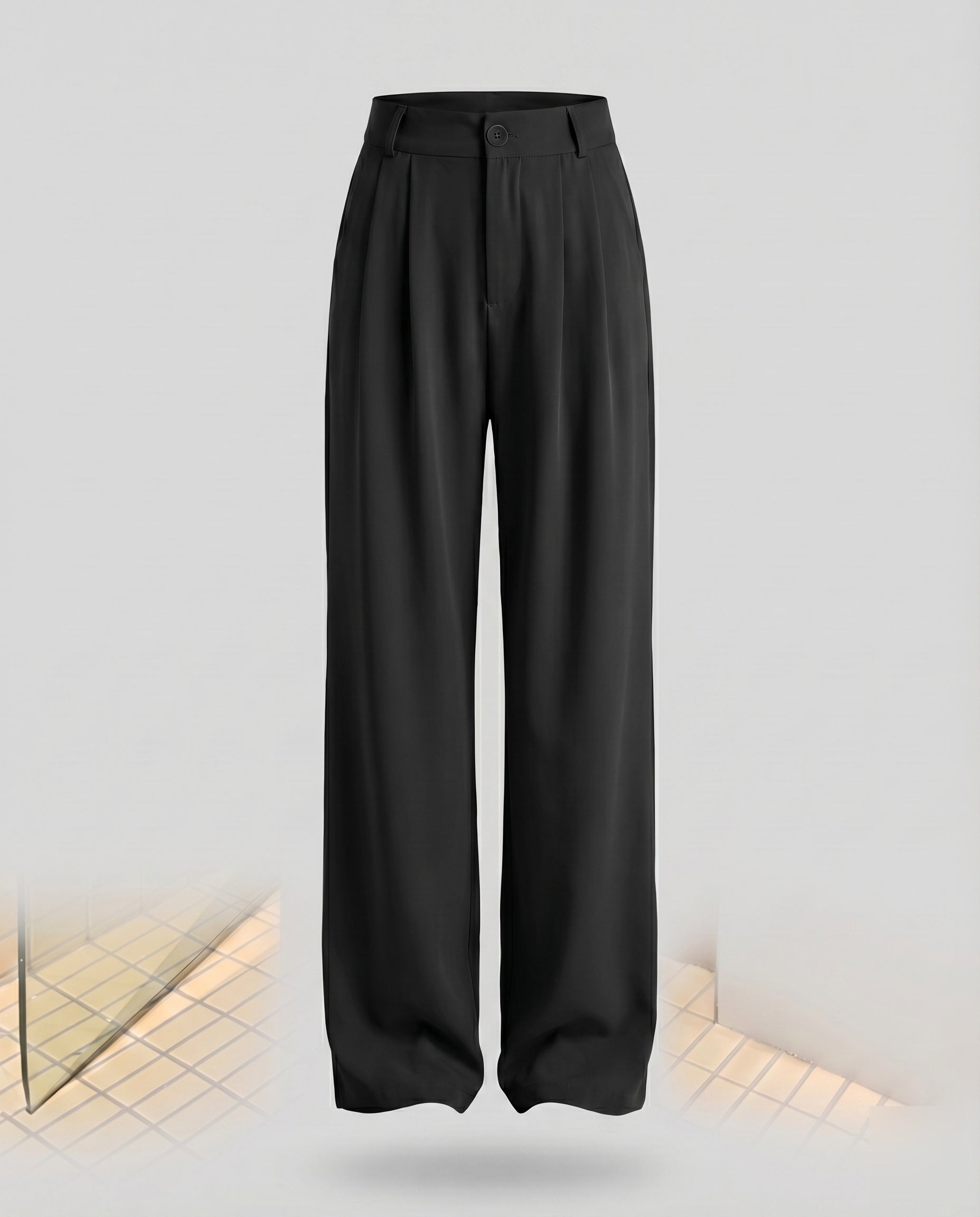 Women's Pleated Trousers Wide Leg Crease High Waist