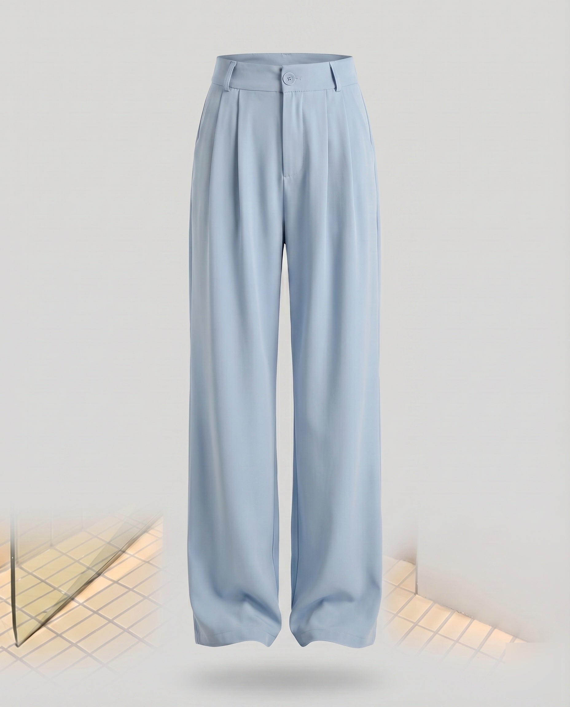 Women's Pleated Trousers Wide Leg Crease High Waist