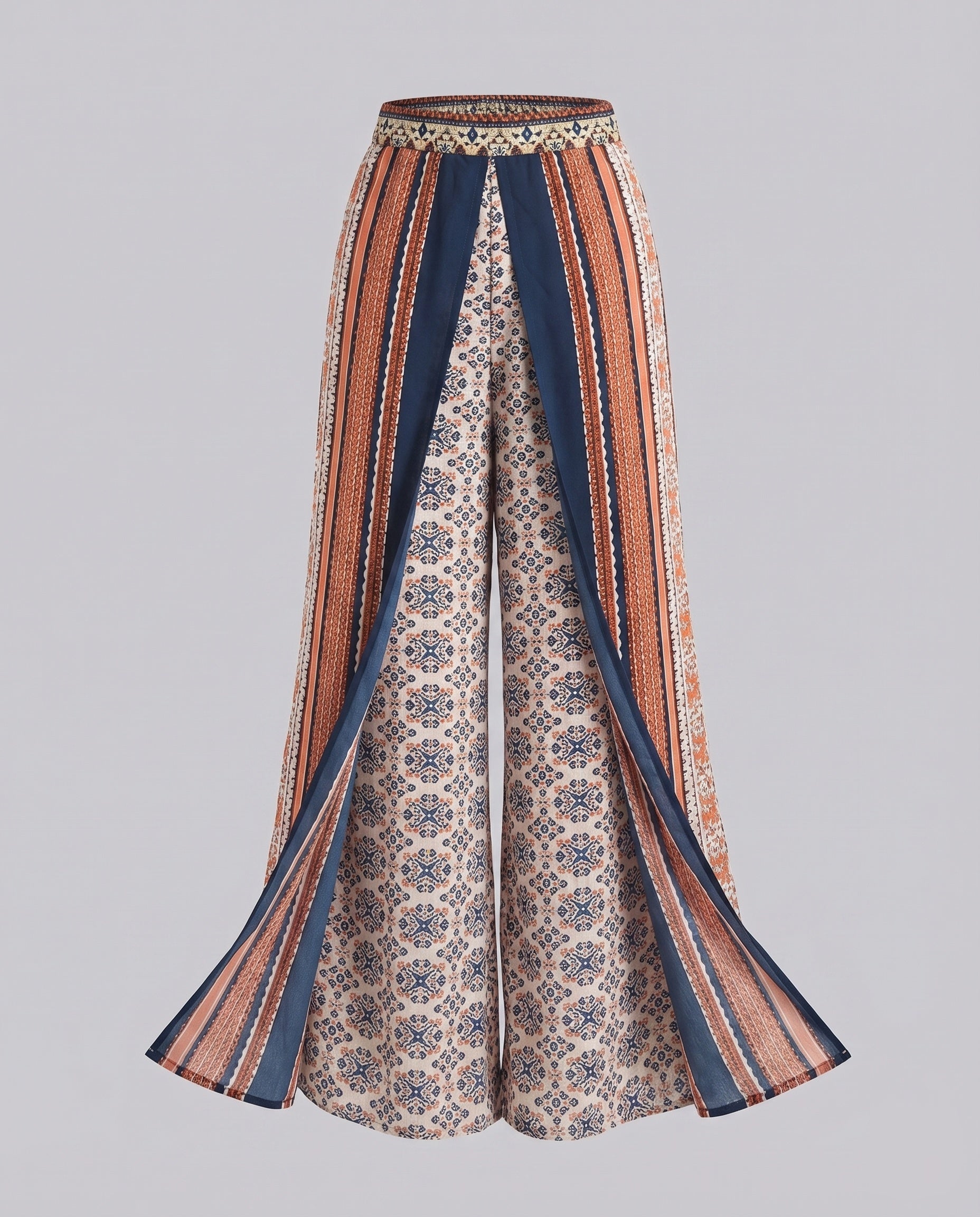 Women's Palazzo Pants Layered Look Ethno Print Boho