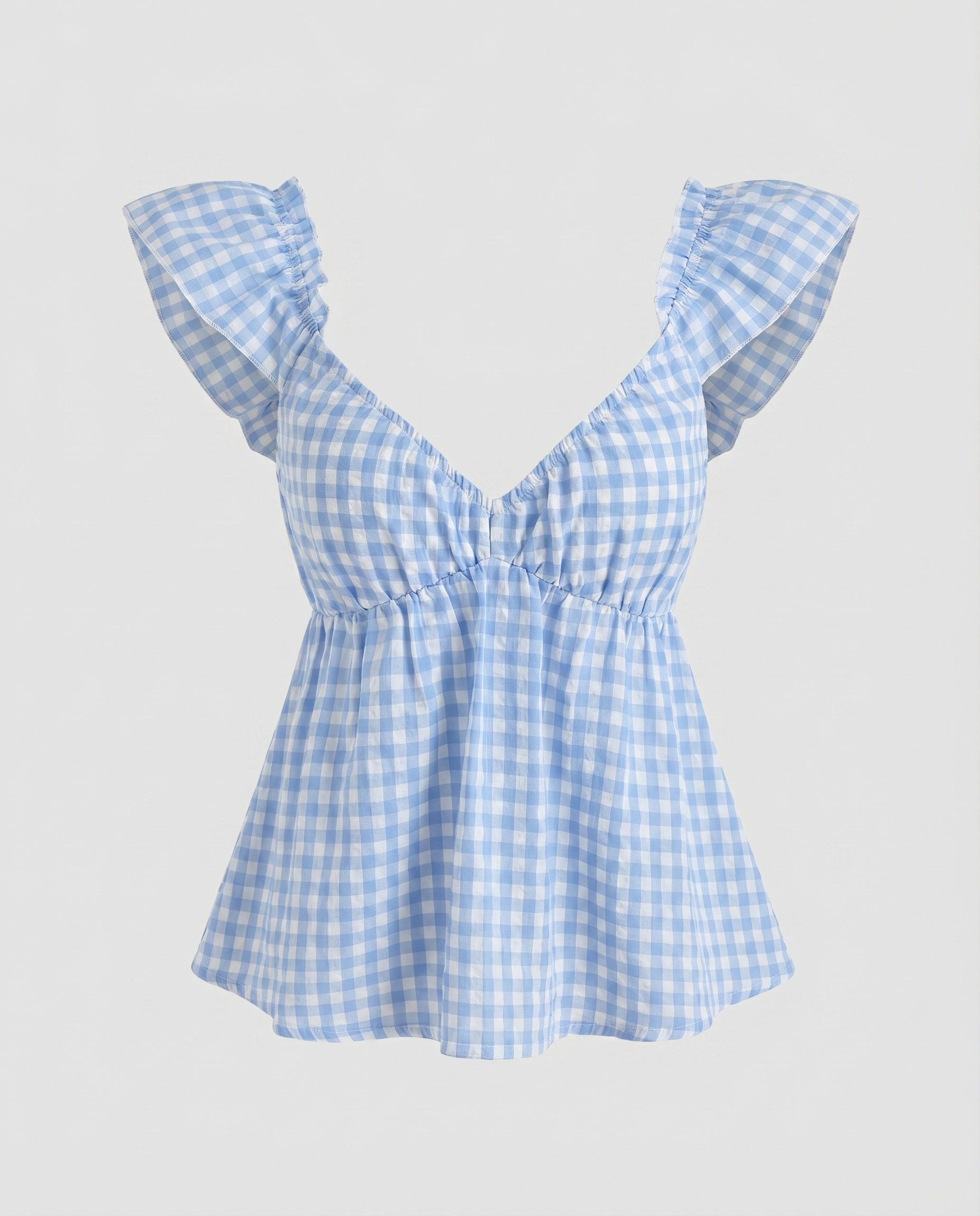 Women's Blouse Shirt with Decorative Ruffles and V-Neck