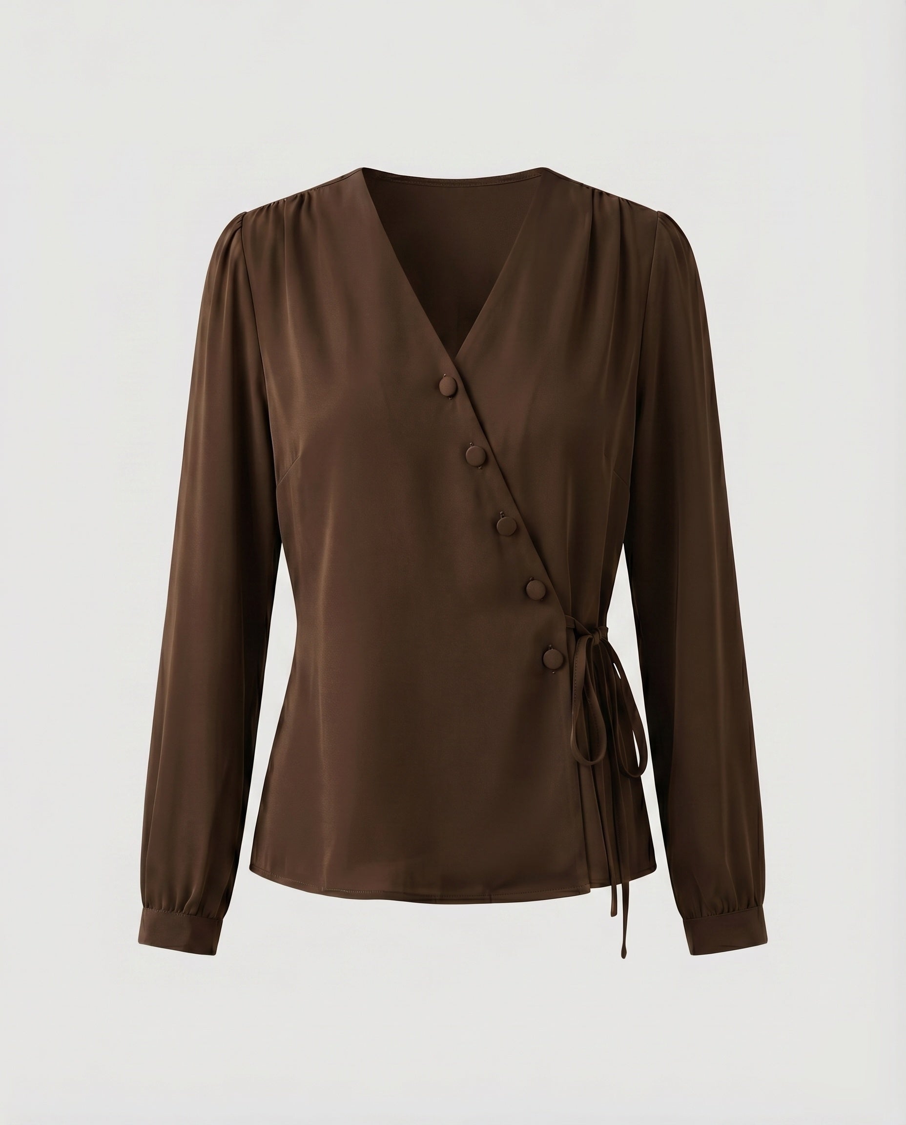 Women's Elegant Blouse Shirt with Modern Wrap Design