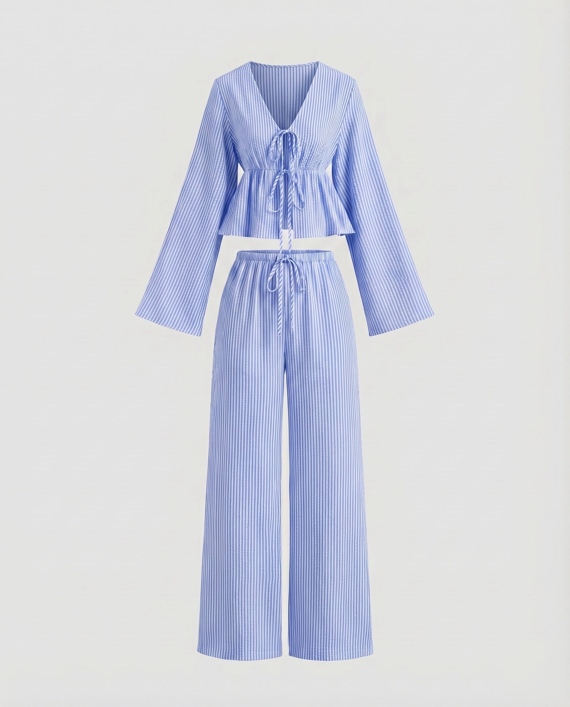 Women's Relaxed Two-Piece Set with Trendy Tie Belt