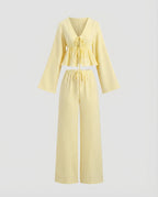 Women's Relaxed Two-Piece Set with Trendy Tie Belt