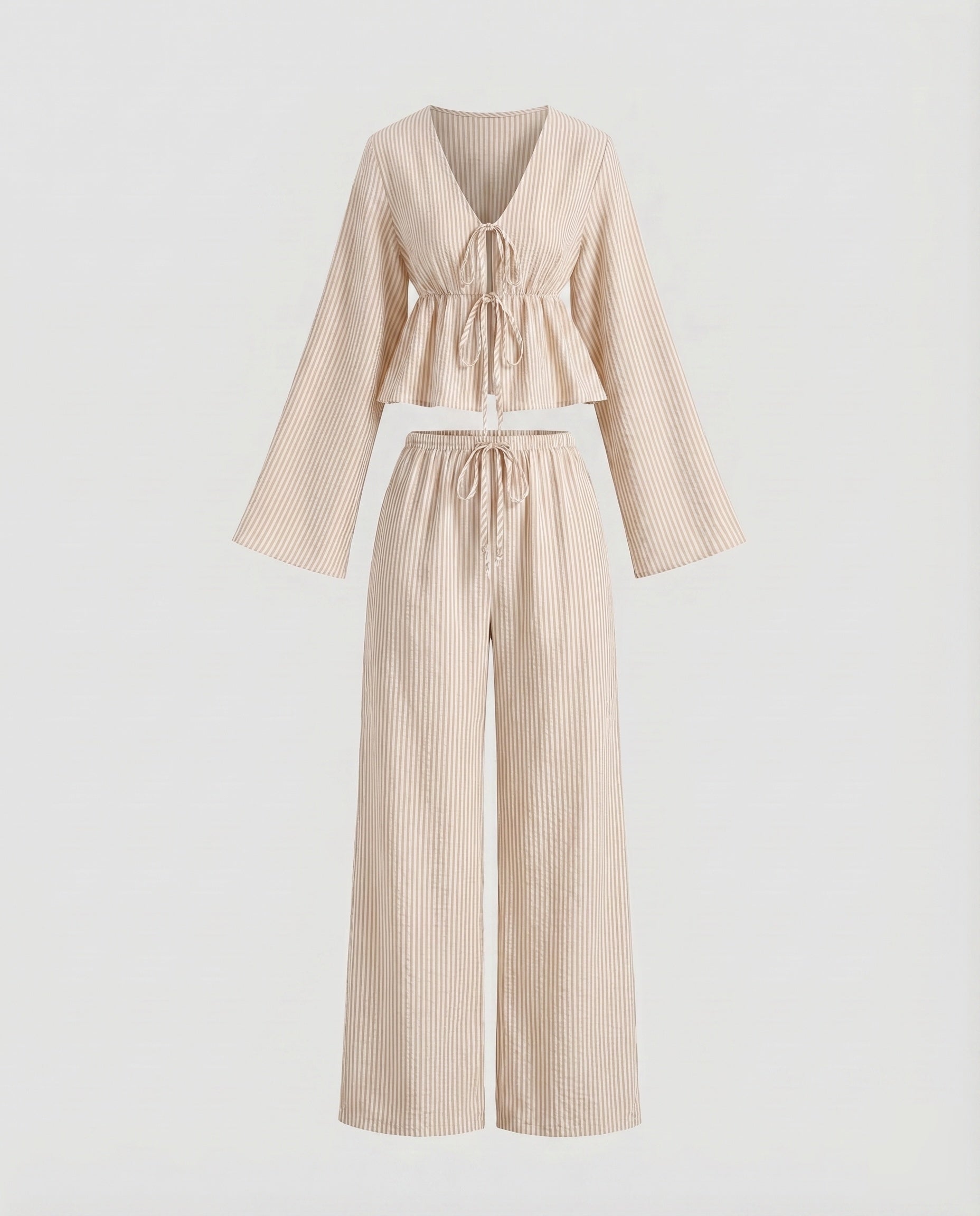 Women's Relaxed Two-Piece Set with Trendy Tie Belt