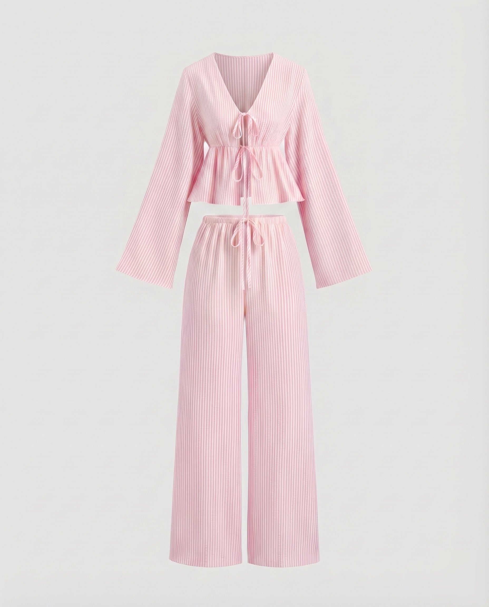Women's Relaxed Two-Piece Set with Trendy Tie Belt