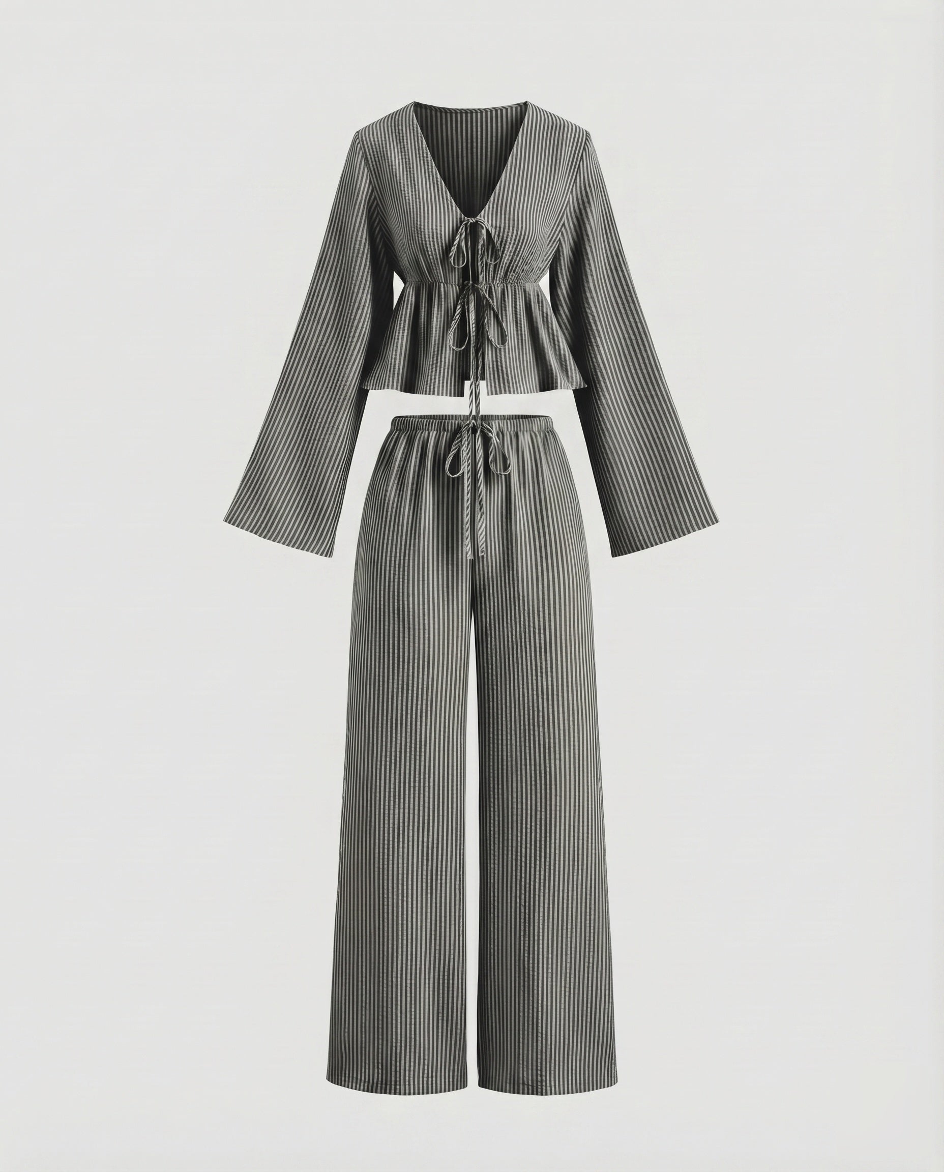 Women's Relaxed Two-Piece Set with Trendy Tie Belt