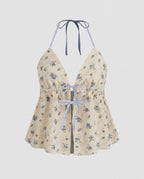 Women's Airy Blouse Top with Deep V-Neck, Adjustable Spaghetti Straps