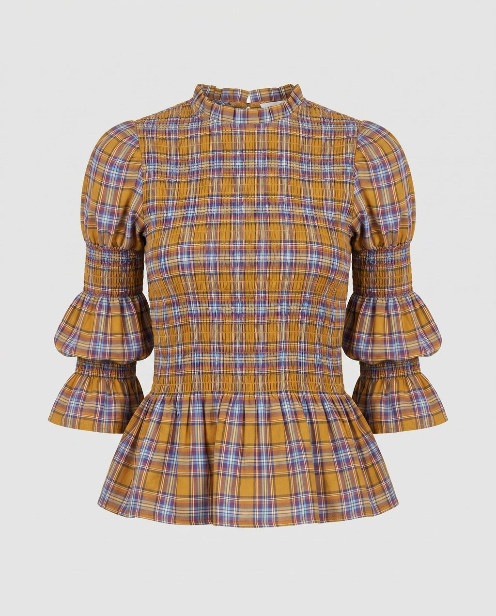 Women's Blouse Shirt with Unique Smoke Design and Elegant Puff Sleeves