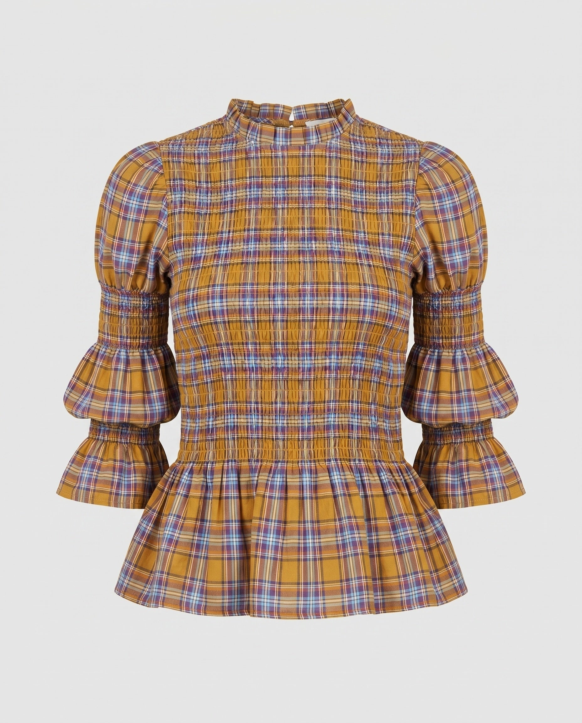 Women's Blouse Shirt with Unique Smoke Design and Elegant Puff Sleeves