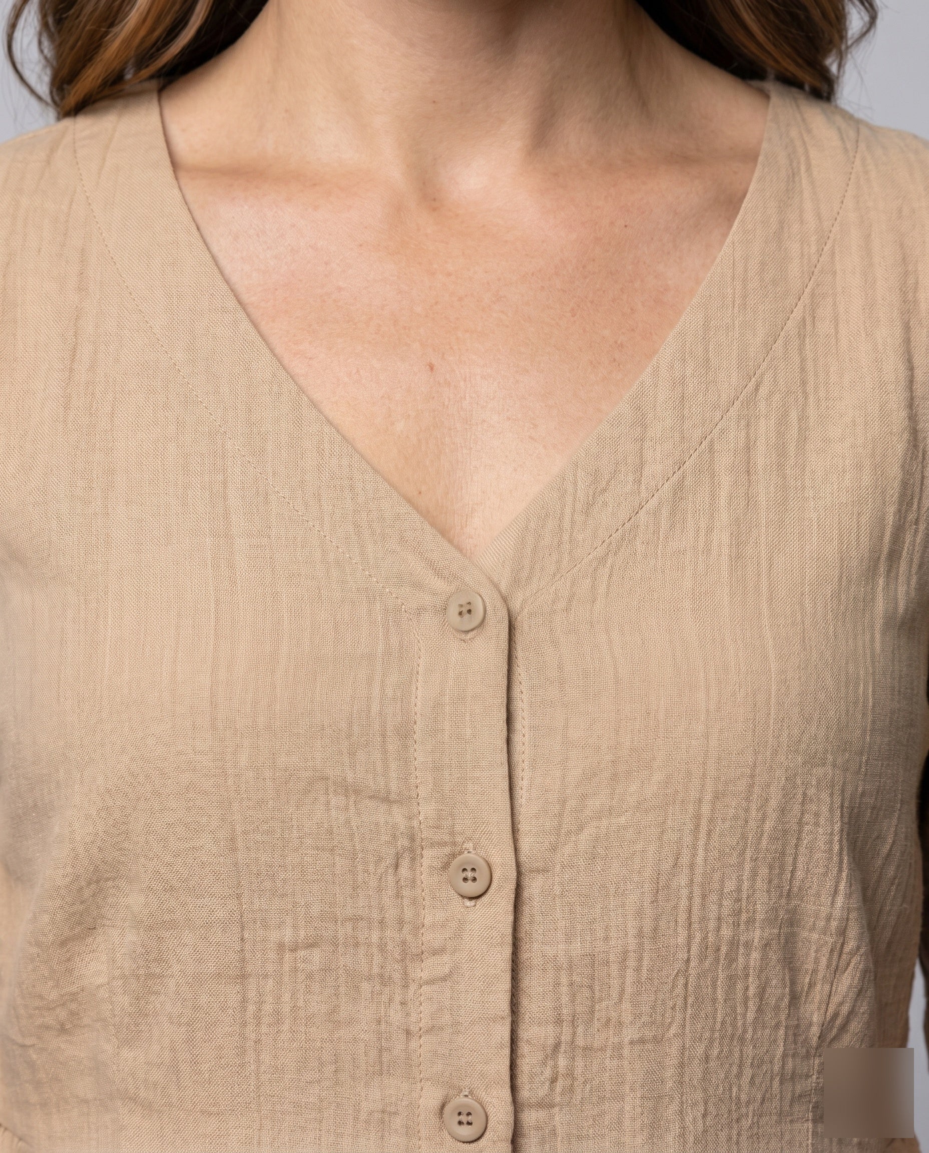 Women's Blouses with Soft Texture and Ruffled Hem - Close-Up Detail