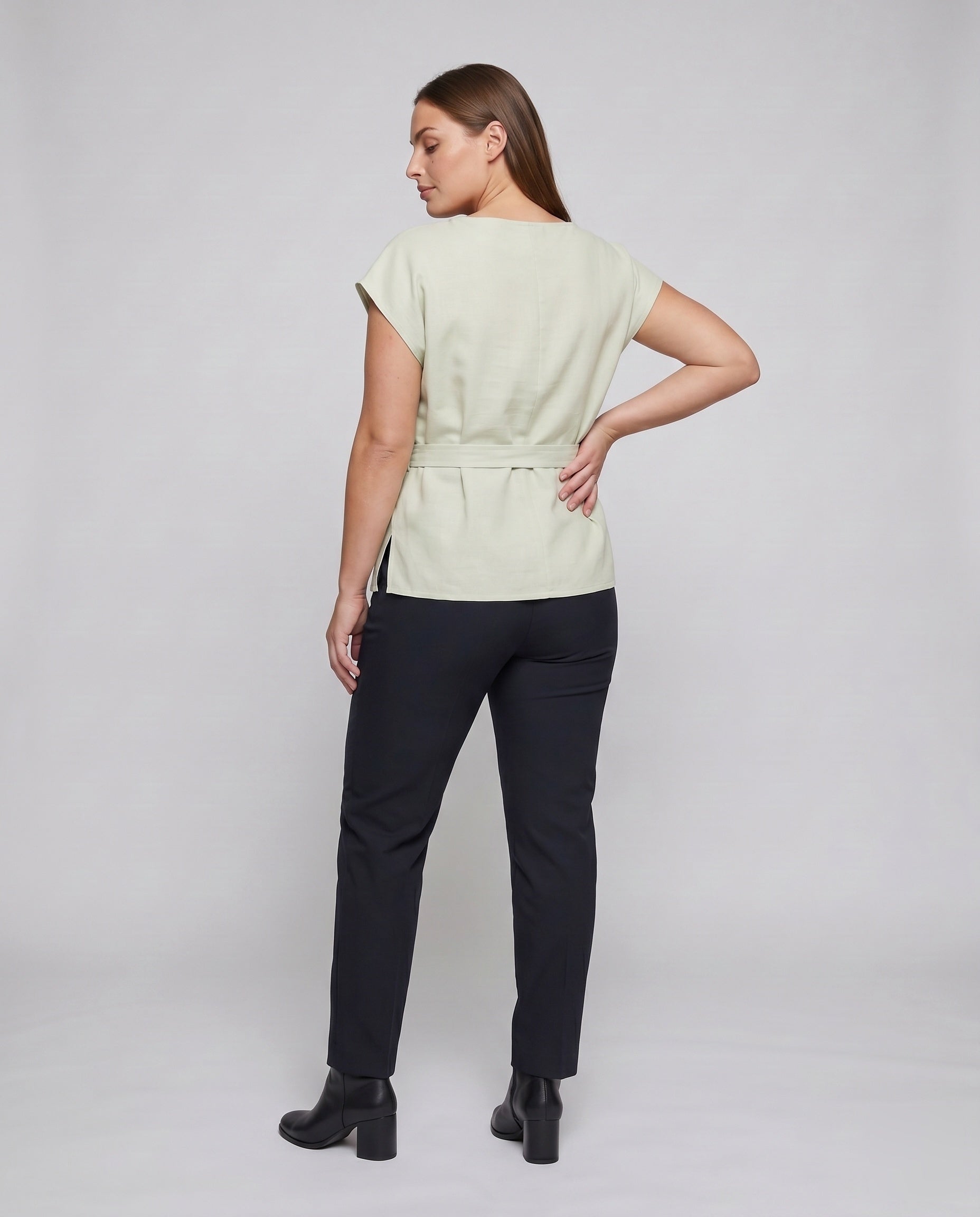 Women's Elegant and Stylish Blouse Top with Tieable Collar - Back View