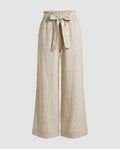 Women's Casual Linen Pants with Wide Cut and Elastic Waistband