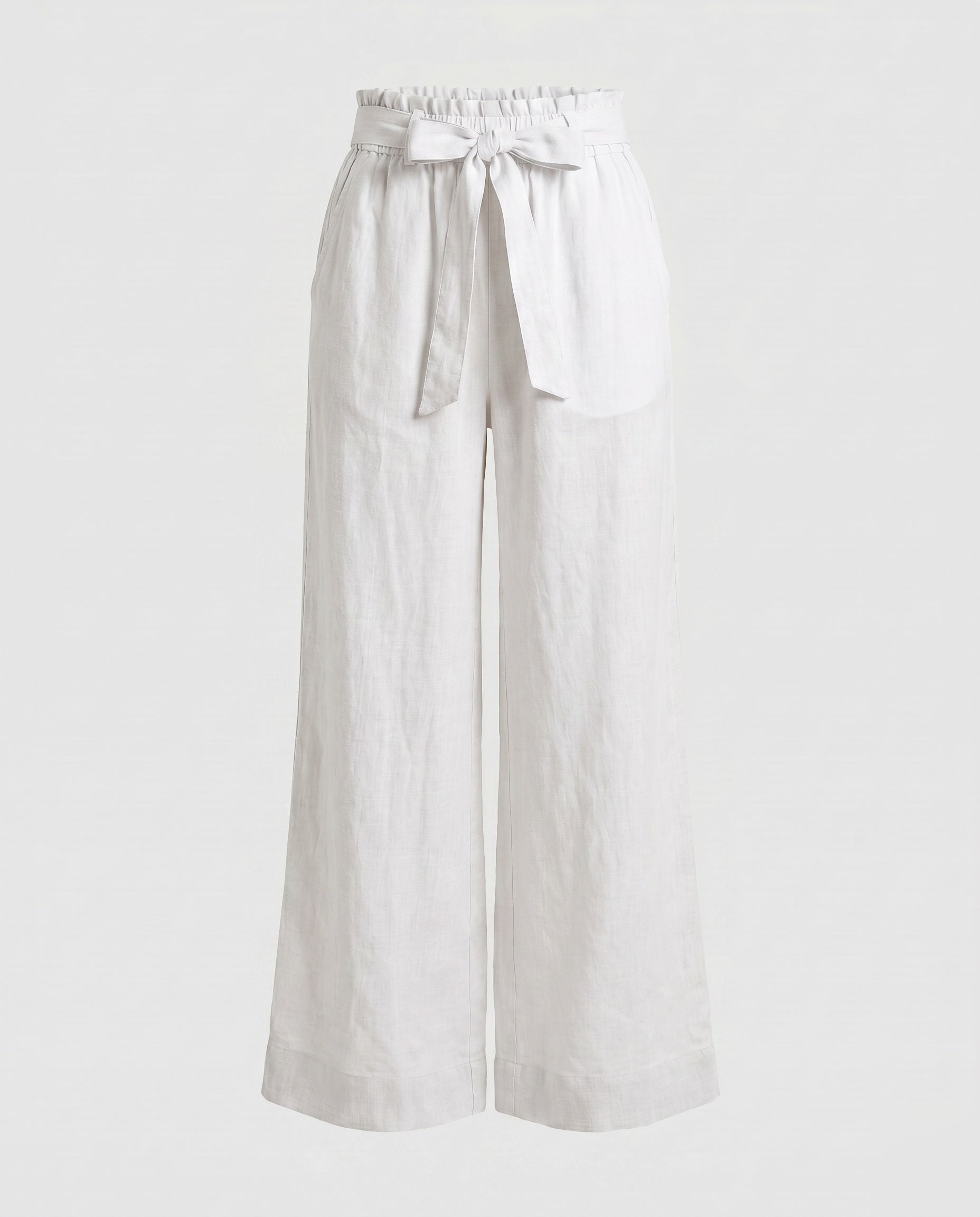 Women's Casual Linen Pants with Wide Cut and Elastic Waistband