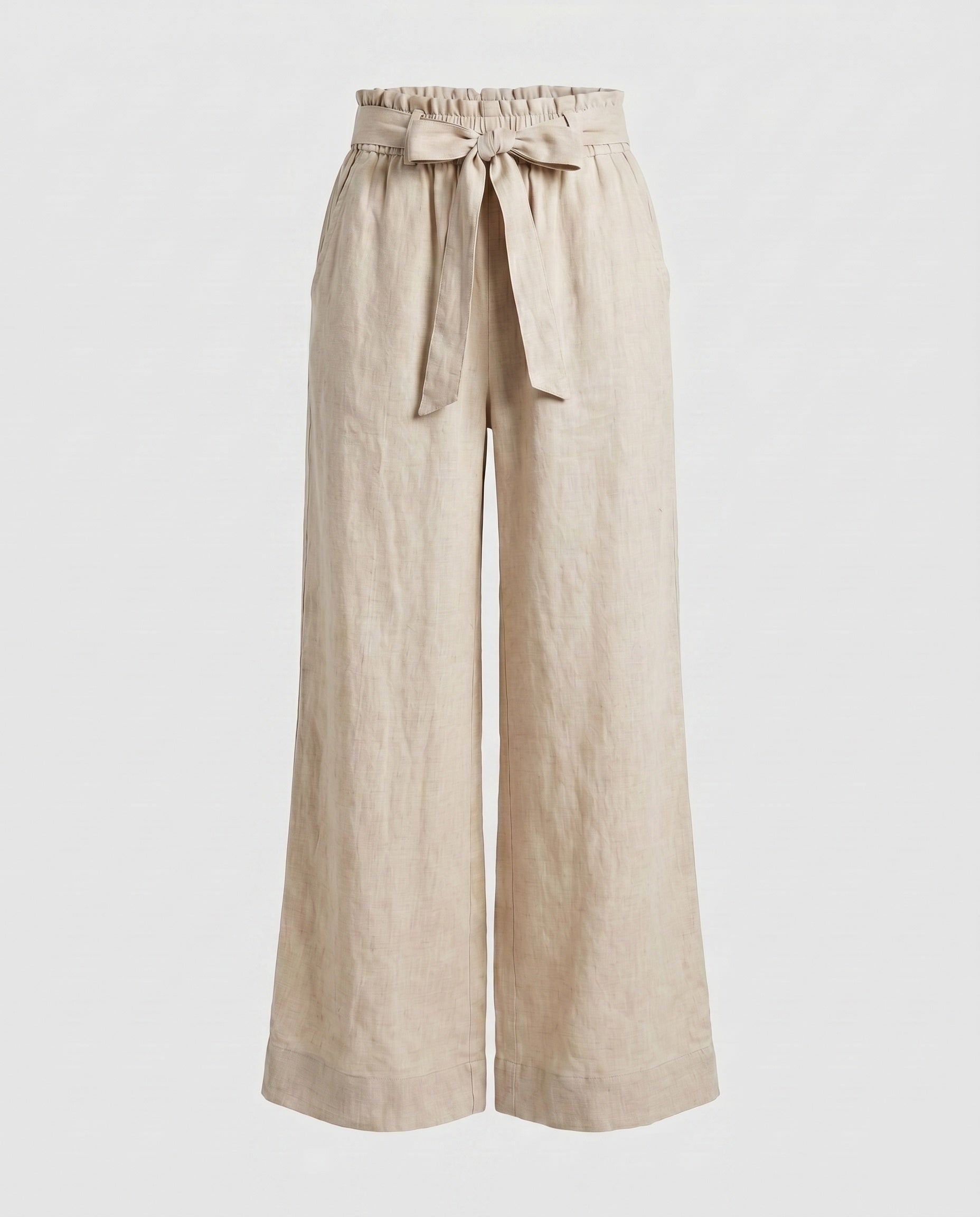 Women's Casual Linen Pants with Wide Cut and Elastic Waistband