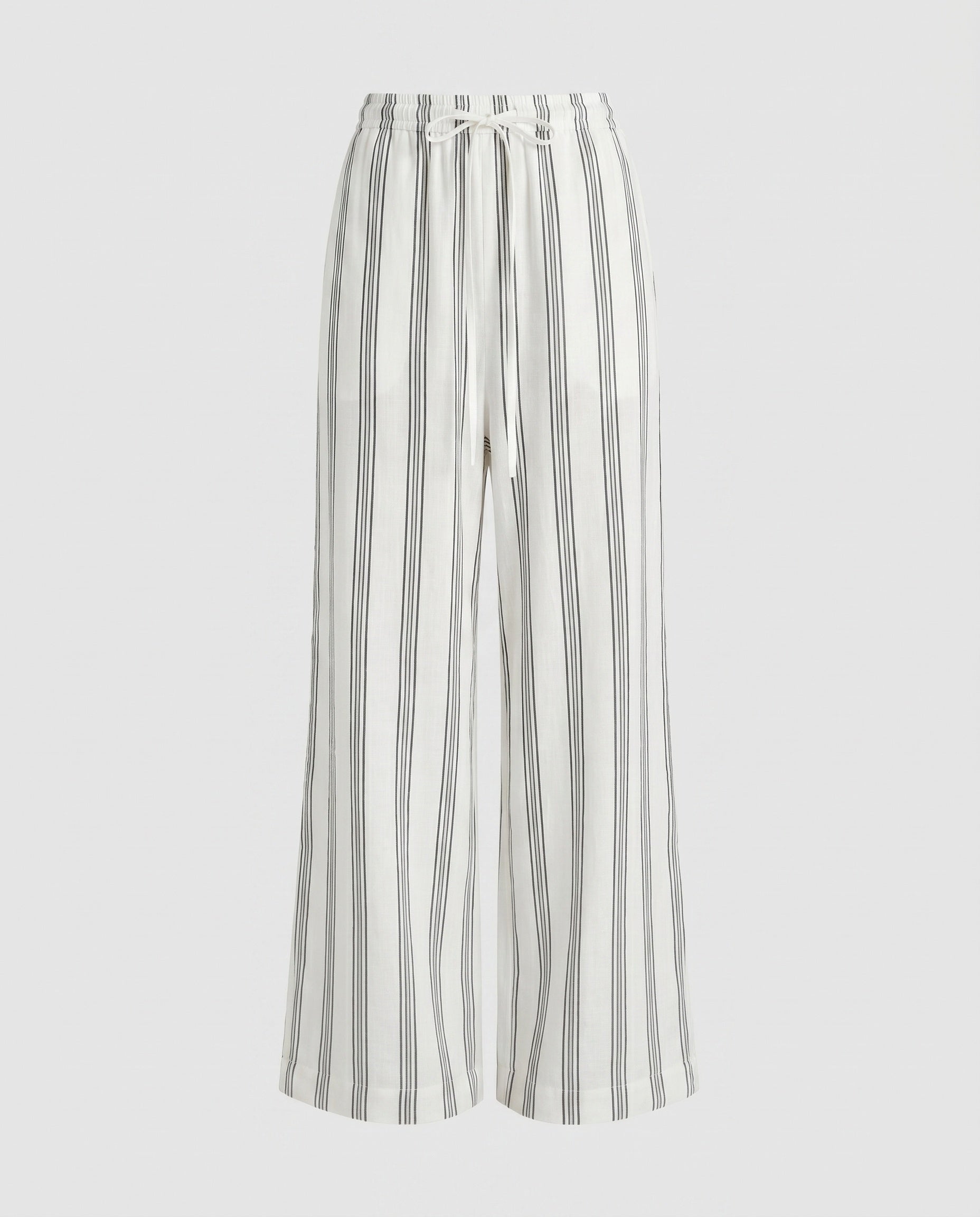 Women's Airy Linen Pants with Elegant Stripes