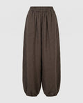 Women's Airy Linen Pants with Wide Cut and Elastic Waistband