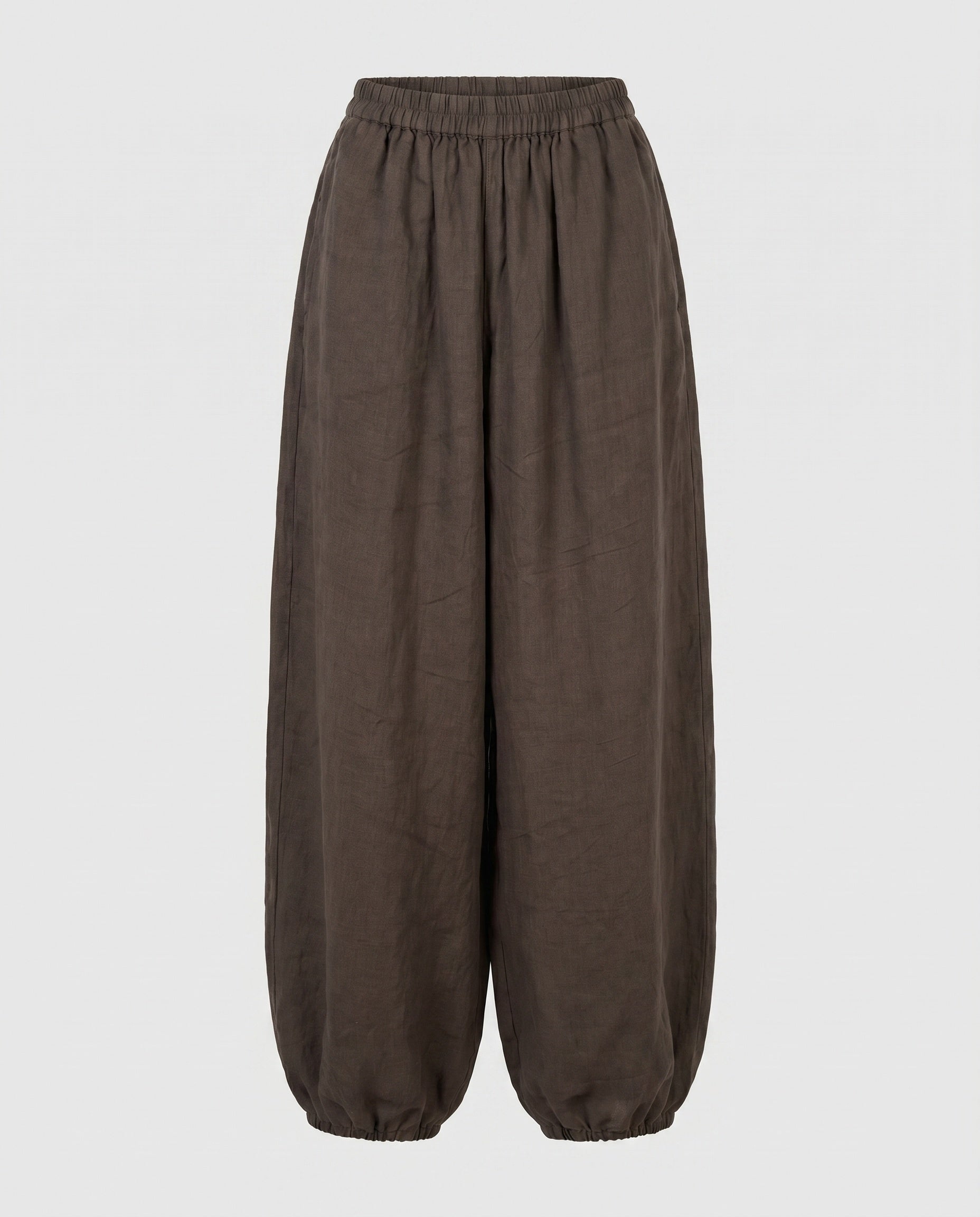 Women's Airy Linen Pants with Wide Cut and Elastic Waistband
