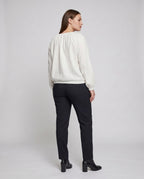 Women's Light Blouse Top with Drawstring and Casual Fit - Back View
