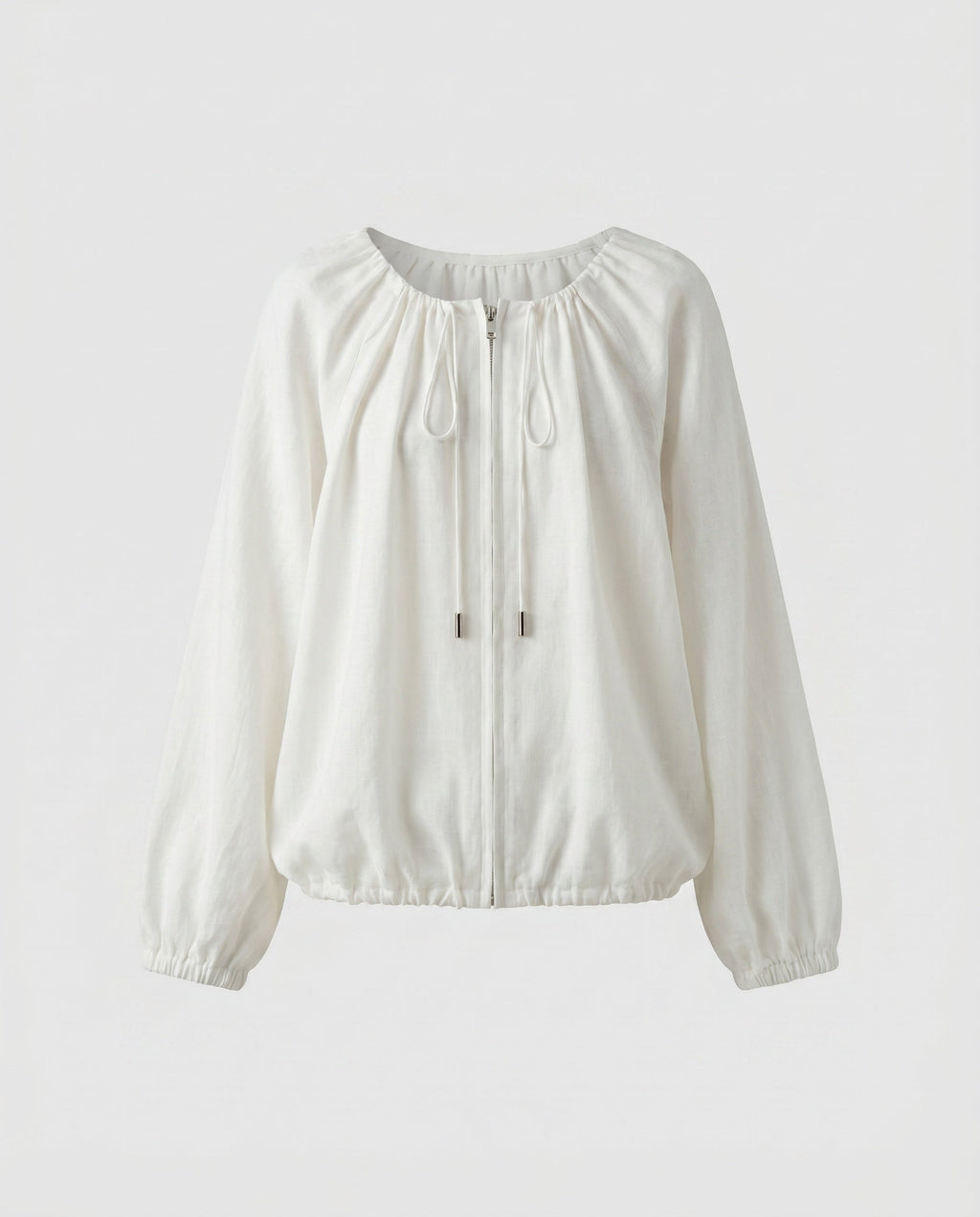 Women's Light Blouse Top with Drawstring and Casual Fit