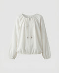Women's Light Blouse Top with Drawstring and Casual Fit