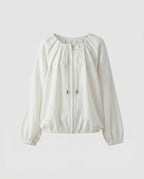Women's Light Blouse Top with Drawstring and Casual Fit
