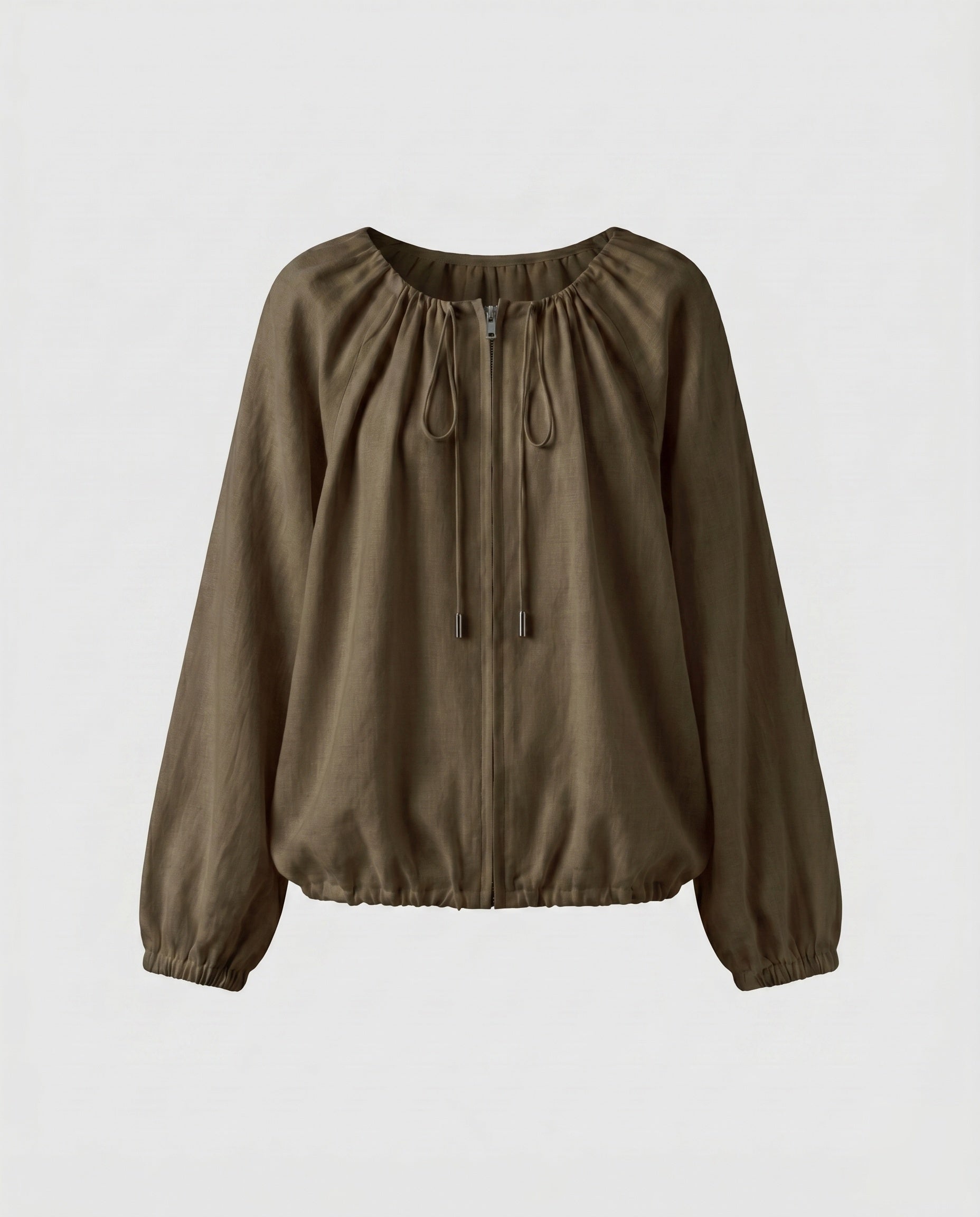 Women's Light Blouse Top with Drawstring and Casual Fit