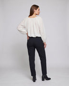 Women's Airy Blouse Shirt with Elastic Puff Sleeves - Back View