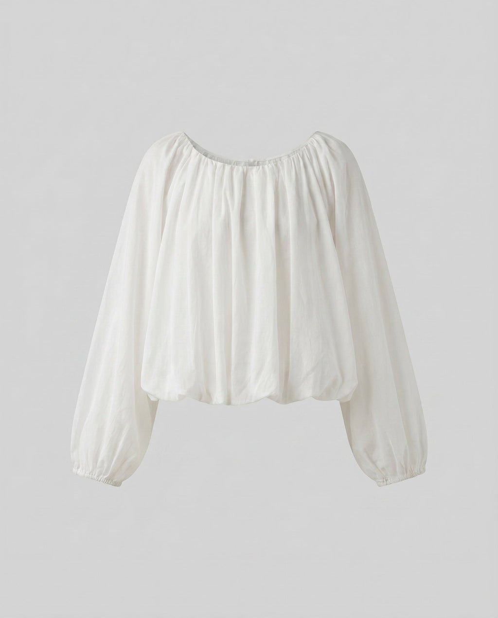 Women's Airy Blouse Shirt with Elastic Puff Sleeves