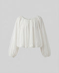 Women's Airy Blouse Shirt with Elastic Puff Sleeves