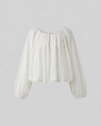 Women's Airy Blouse Shirt with Elastic Puff Sleeves