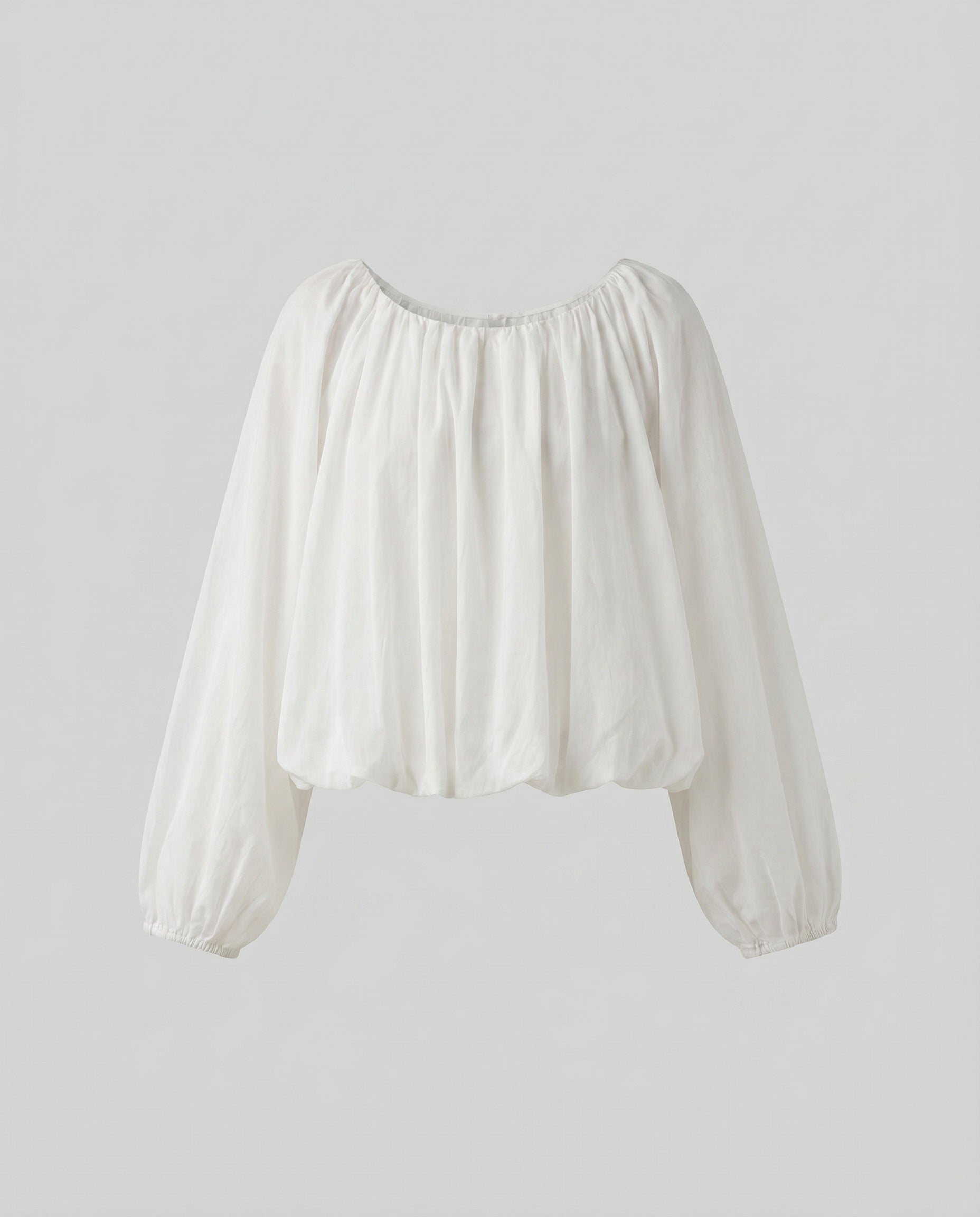 Women's Airy Blouse Shirt with Elastic Puff Sleeves