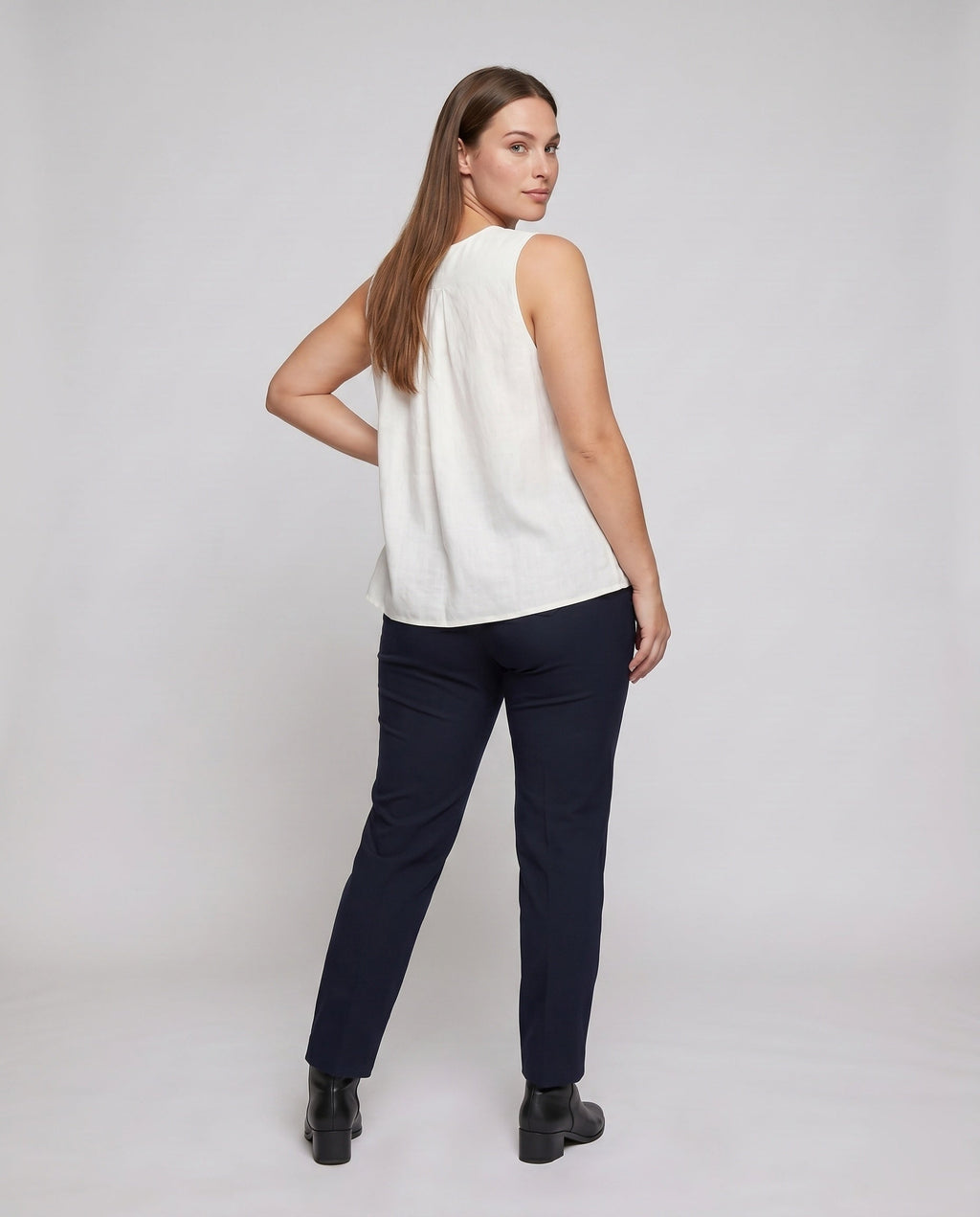 Women's Airy Blouse Shirt with Fine Ruffle Details - Back View