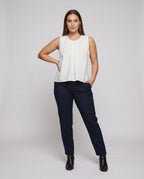 Women's Airy Blouse Shirt with Fine Ruffle Details - Front View