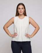 Women's Airy Blouse Shirt with Fine Ruffle Details - Upper Body View