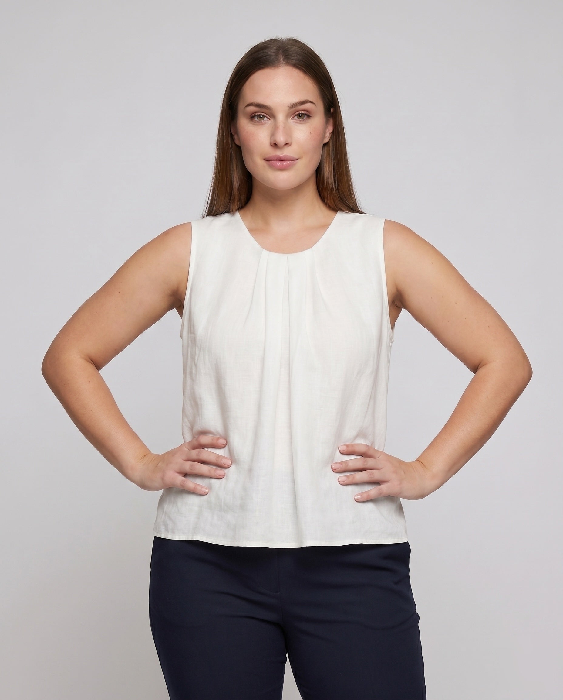 Women's Airy Blouse Shirt with Fine Ruffle Details - Upper Body View