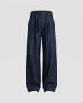 Women's Wide Denim Pants with Elastic Waistband and Practical Pockets