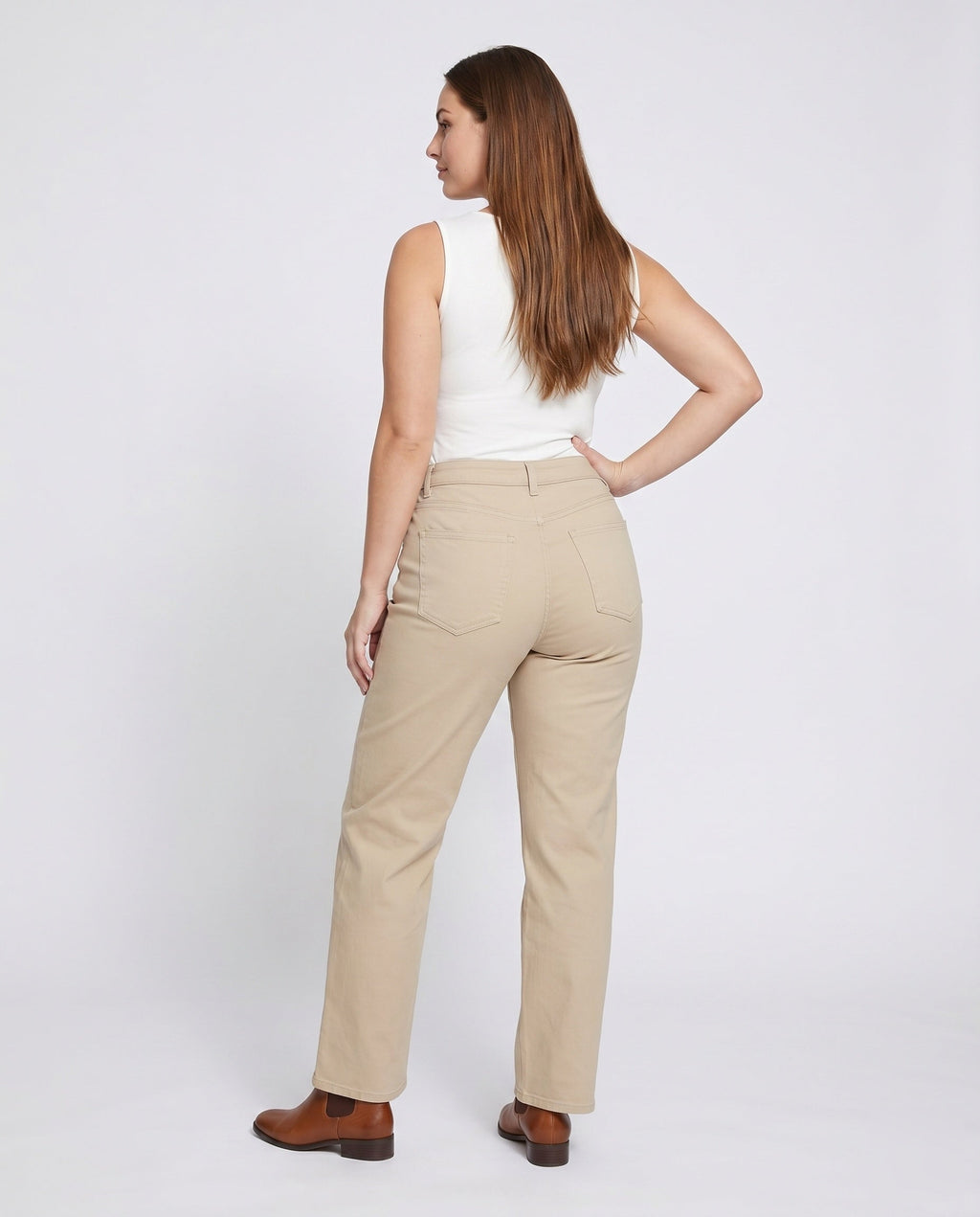 Women's Wide High-Waist Pants made of High-Quality Material - Back View