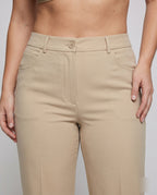 Women's Wide High-Waist Pants made of High-Quality Material - Close-Up Detail