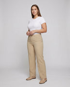Women's Wide High-Waist Pants made of High-Quality Material - Front View