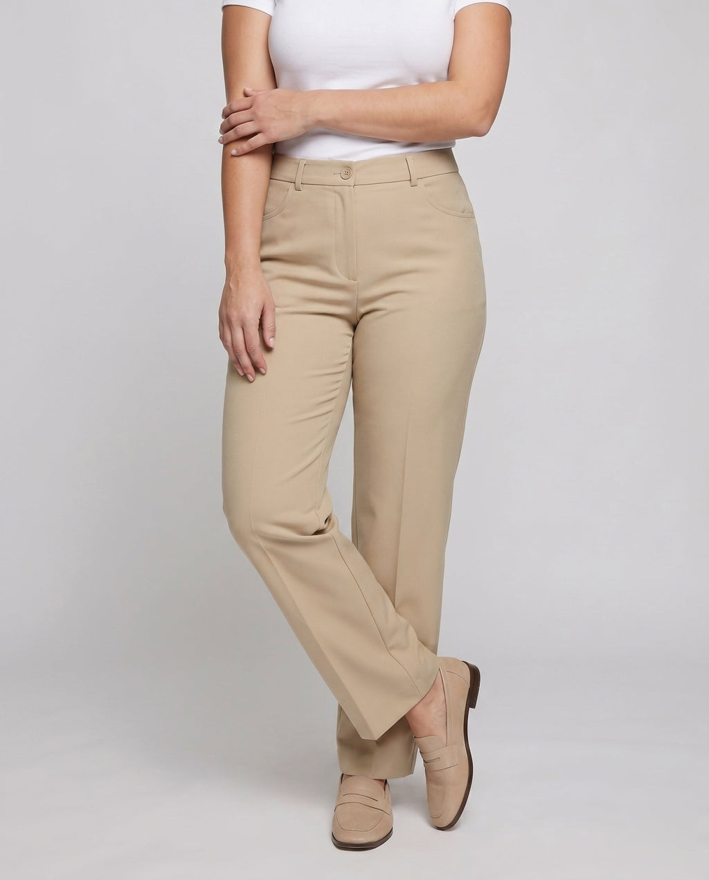 Women's Wide High-Waist Pants made of High-Quality Material - Lower Body View