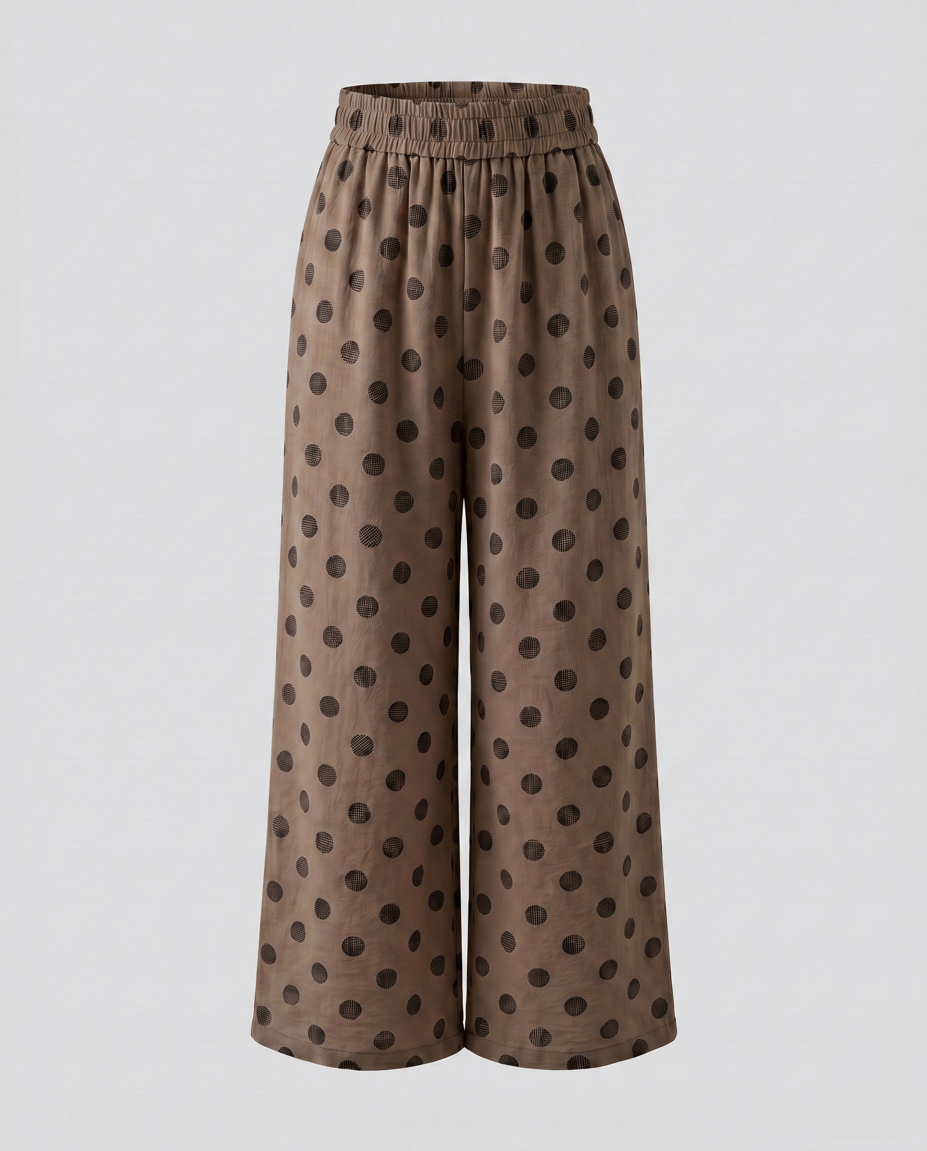 Women's Elastic Cropped Pants with Polka Dot Pattern