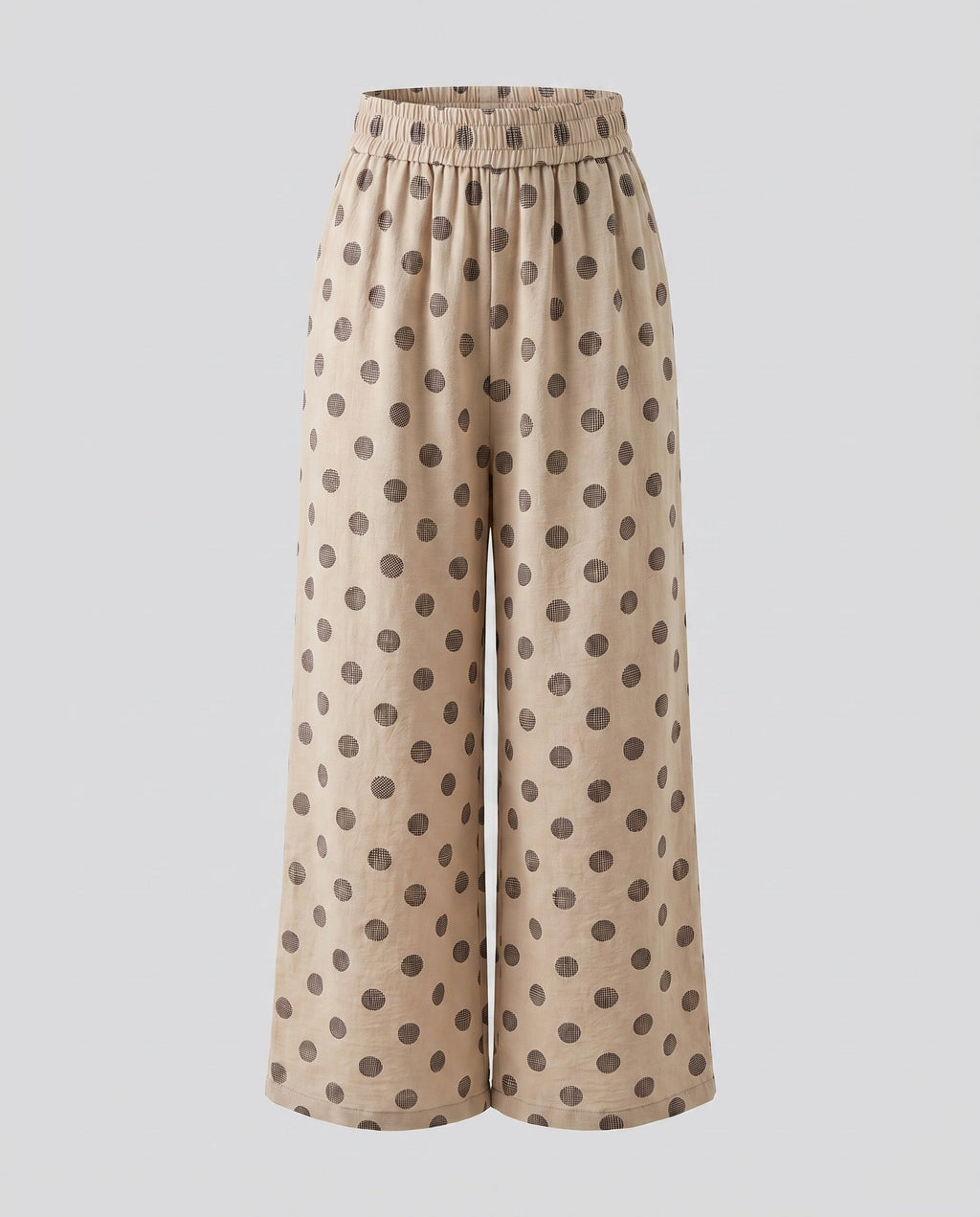 Women's Elastic Cropped Pants with Polka Dot Pattern