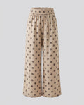 Women's Elastic Cropped Pants with Polka Dot Pattern