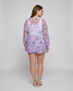 Women's Elegant Patterned Blouse-Shorts Combination Country Girl - Back View
